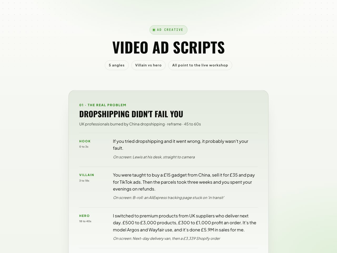 Ad creative scripts preview