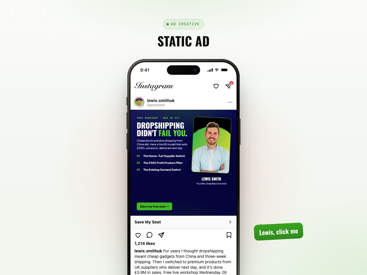 Static ad preview